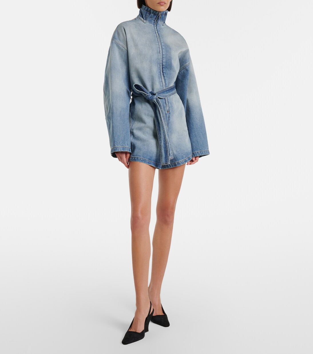 Belted cotton denim jumpsuit | Alaïa