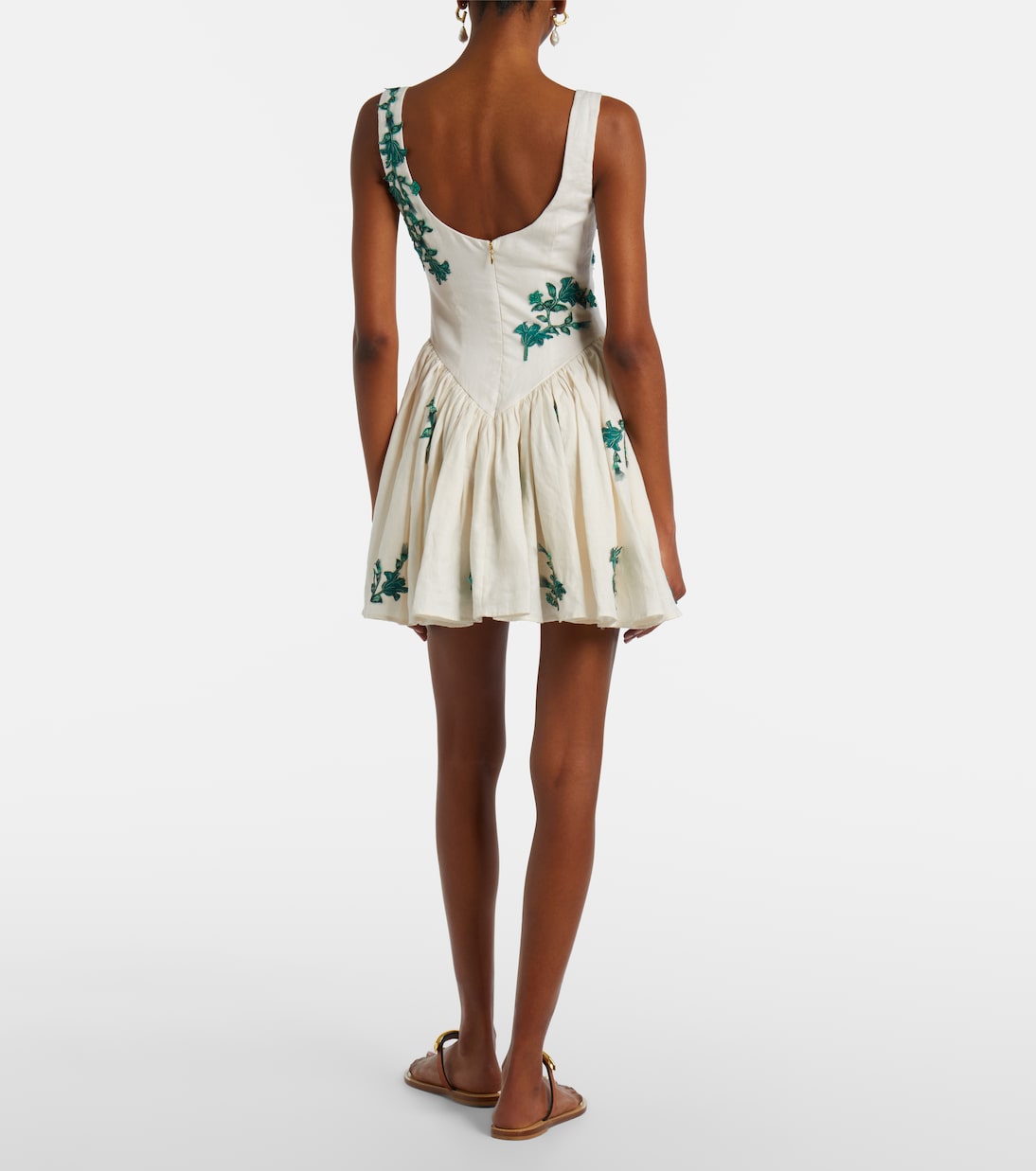 Abito corto Pluma in cotone con ricamo | Agua by Agua Bendita