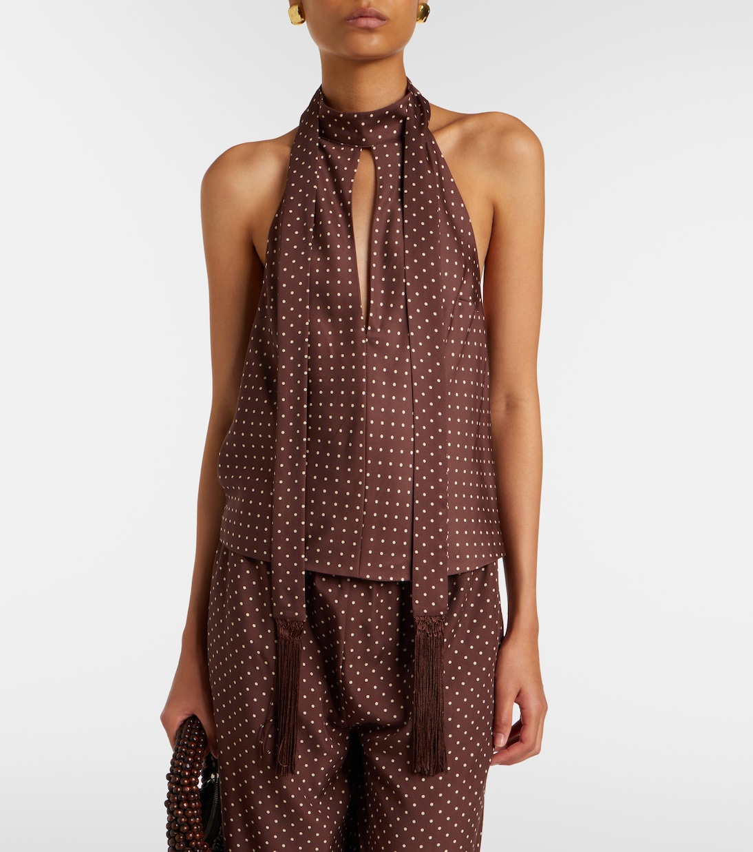 Phoebe polka-dot halterneck top | Posse