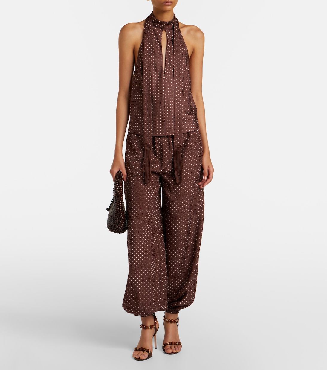Phoebe polka-dot halterneck top | Posse