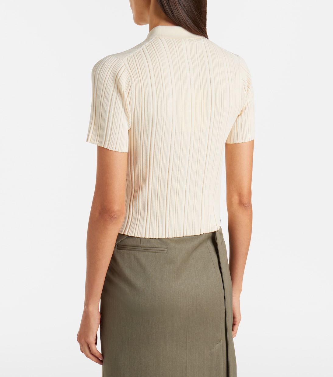 Ribbed-knit zip-up top | Victoria Beckham