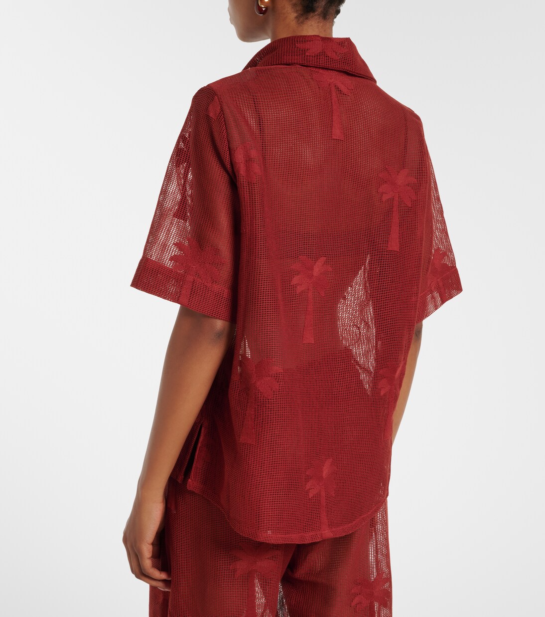 Embroidered cotton-blend mesh shirt | Johanna Ortiz