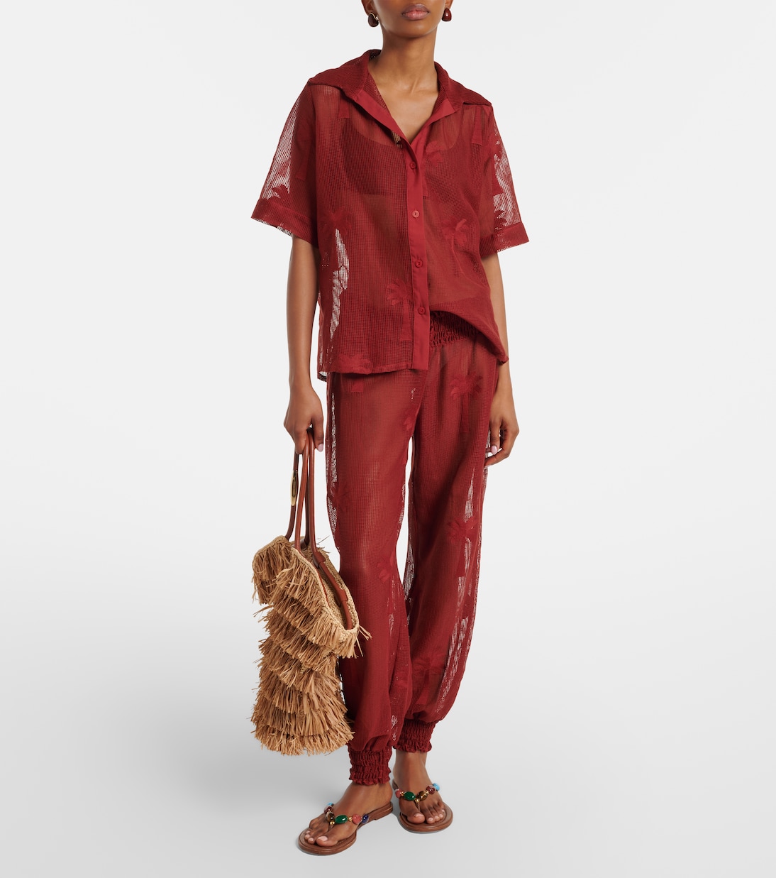 Embroidered cotton-blend mesh shirt | Johanna Ortiz