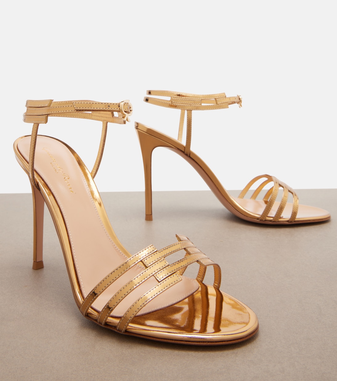 Sandali slingback in pelle metallizzata | Gianvito Rossi