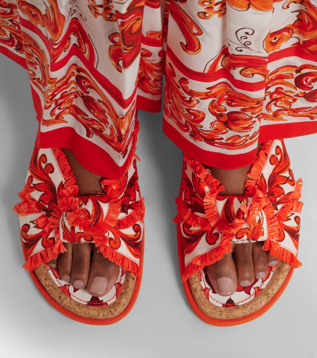 Majolica fringed brocade slides | Dolce&Gabbana
