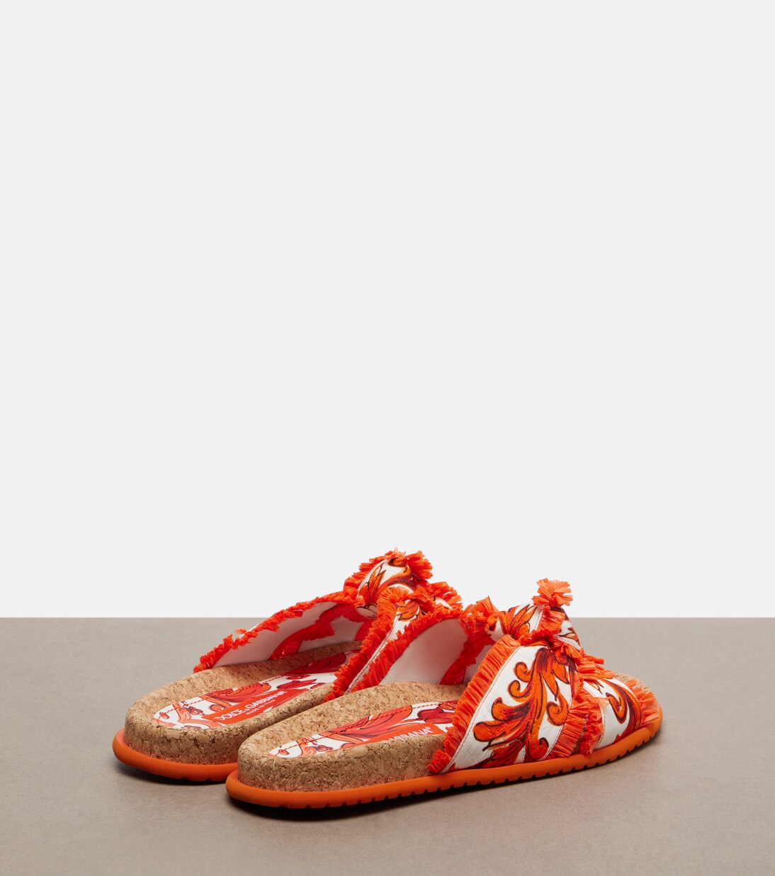 Majolica fringed brocade slides | Dolce&Gabbana