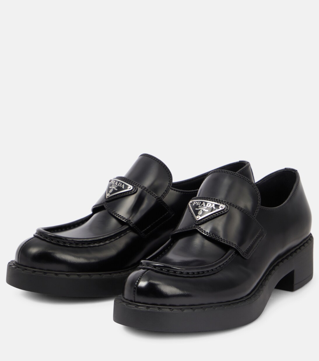 Platform leather loafers | Prada