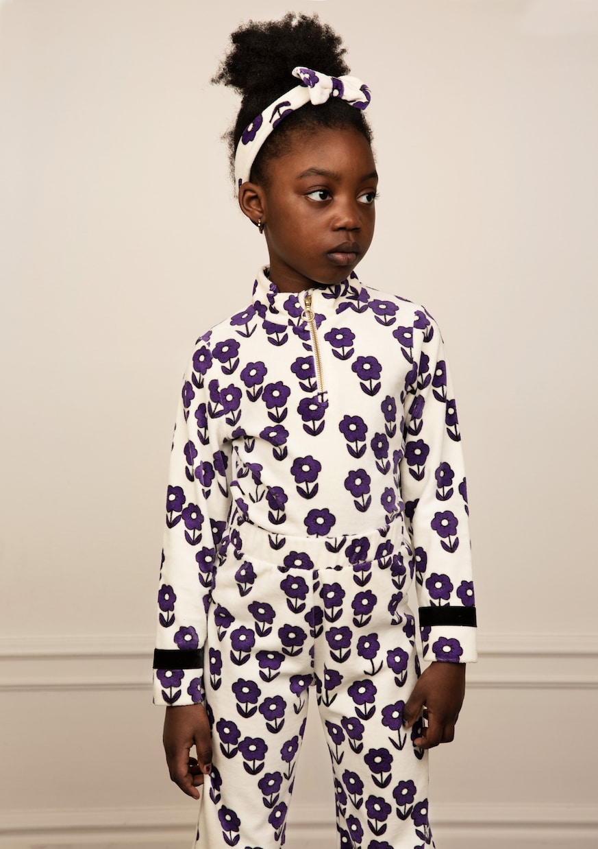 Top Spaceflower en velours à fleurs | Mini Rodini