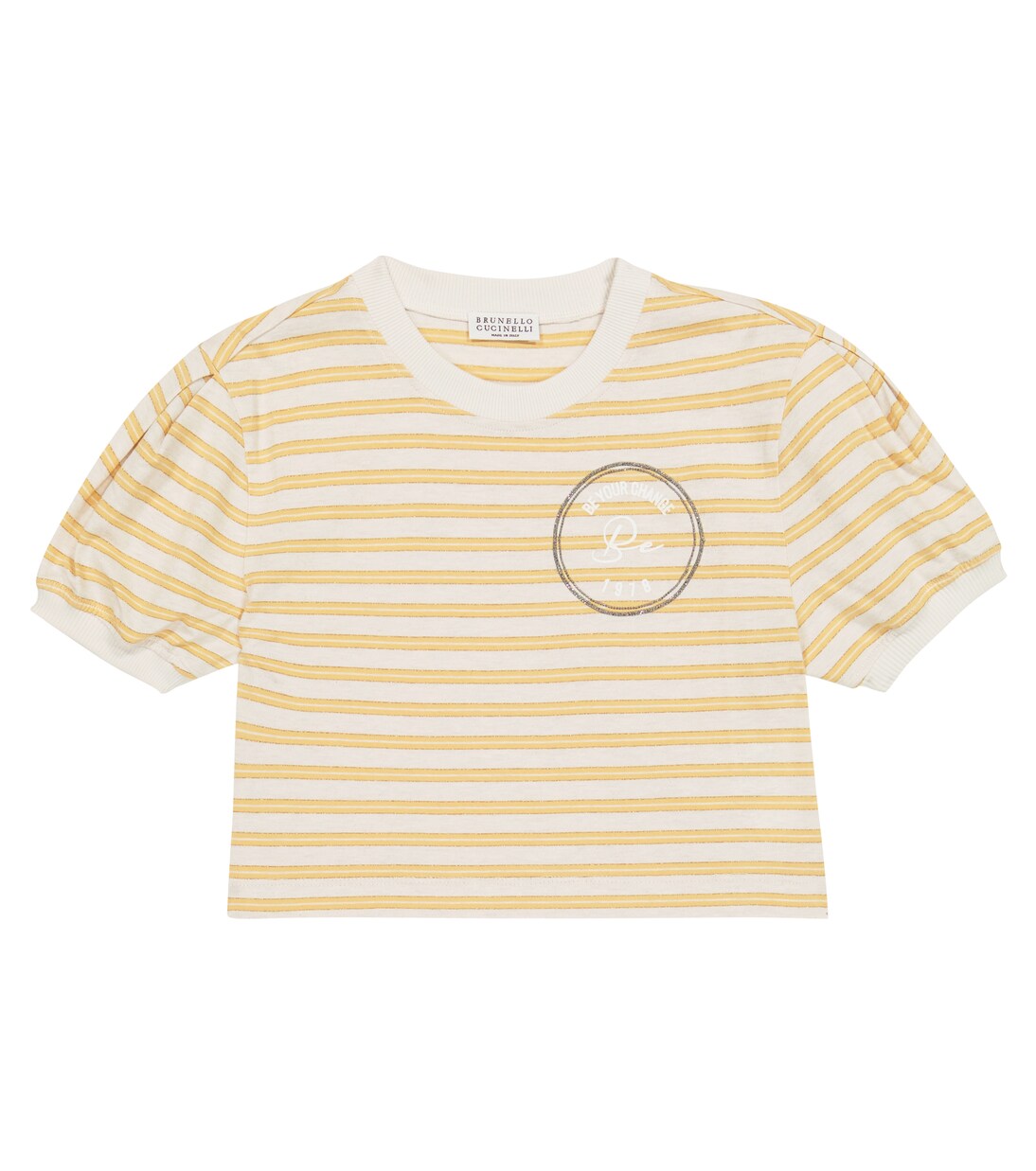 Embellished striped jersey T-shirt | Brunello Cucinelli Kids