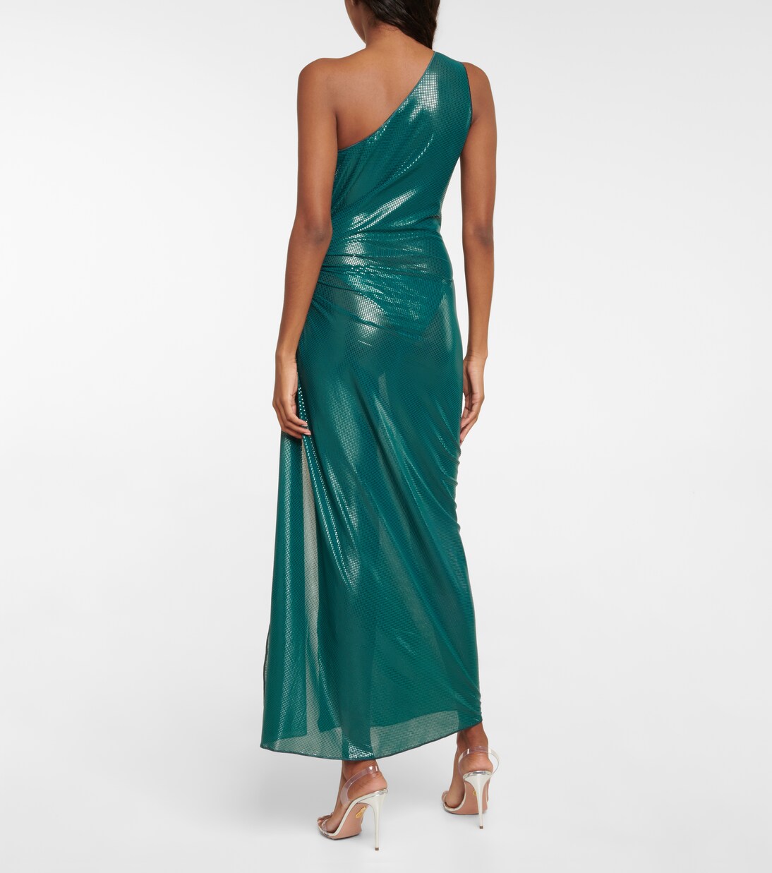 One-Shoulder-Midikleid aus Lamé | Oséree