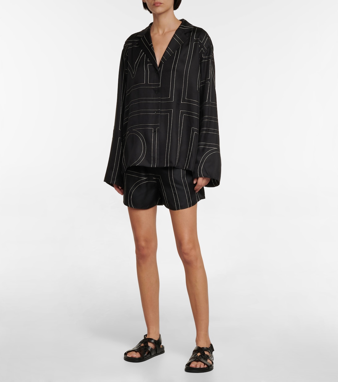 Shorts de seda con logo | Toteme