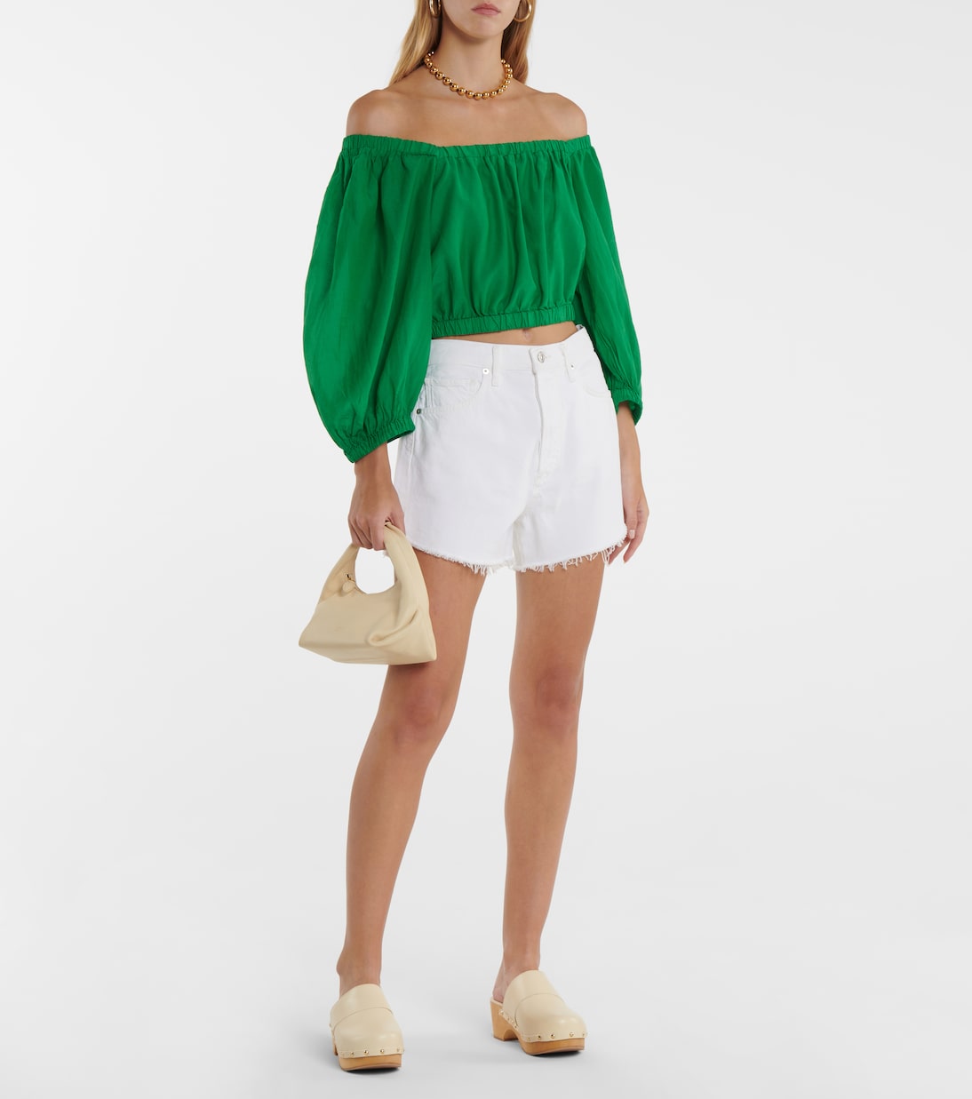 Top raccourci en coton et soie | Velvet