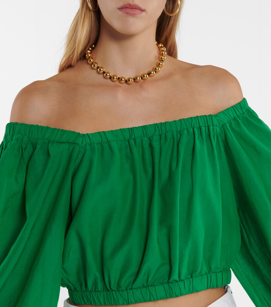 Top raccourci en coton et soie | Velvet