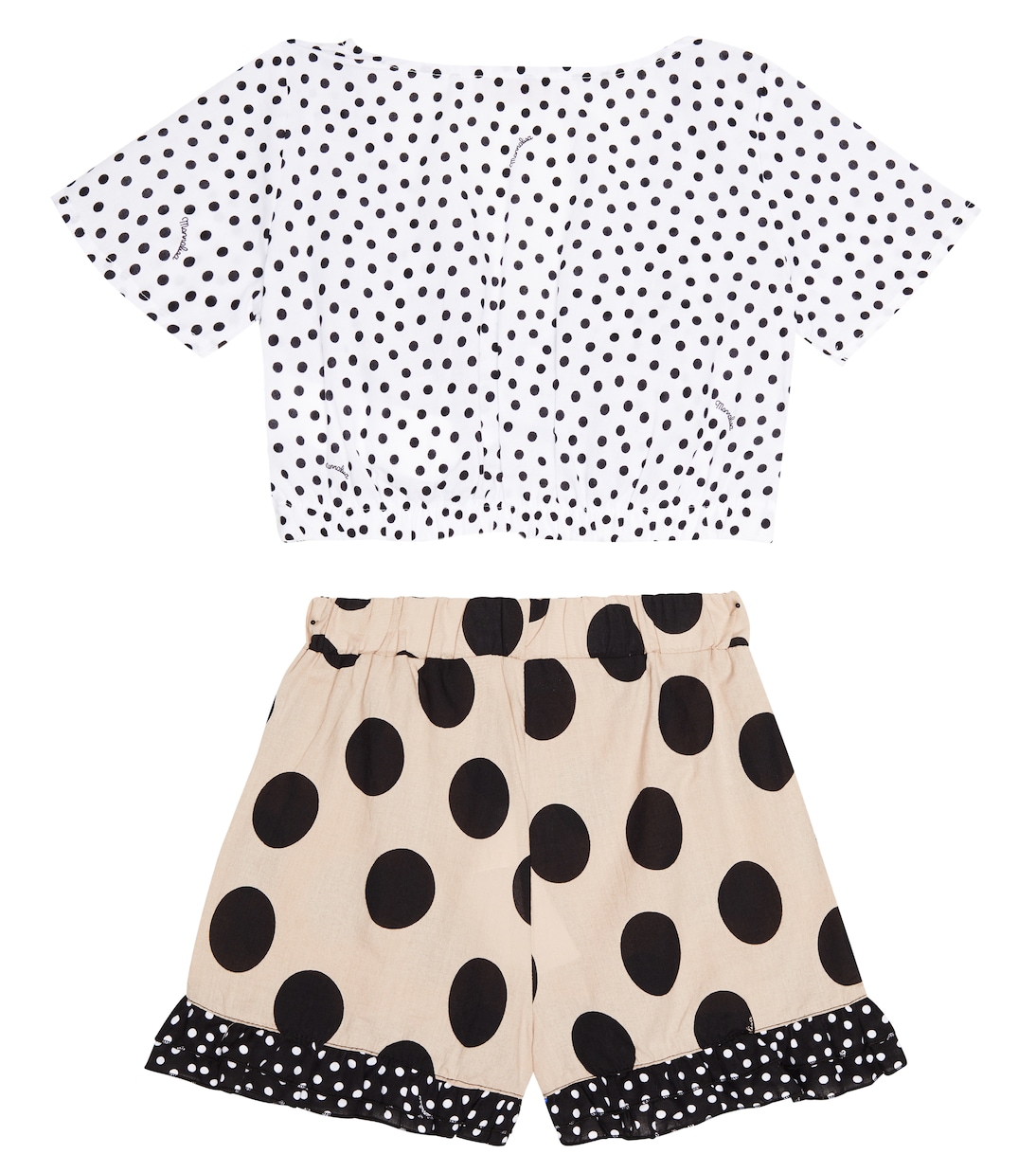 Polka-dot cotton top and shorts set | Monnalisa