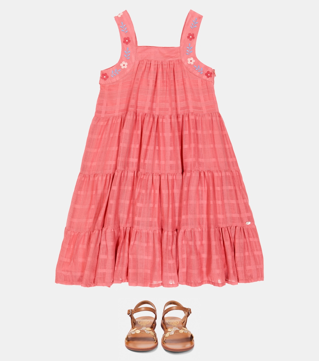 Embroidered tiered cotton dress | Tartine et Chocolat