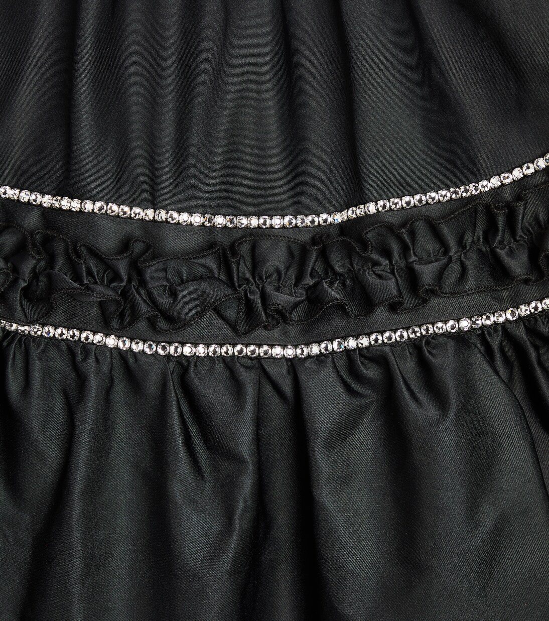 Ruffle-trimmed embellished satin dress  | Monnalisa