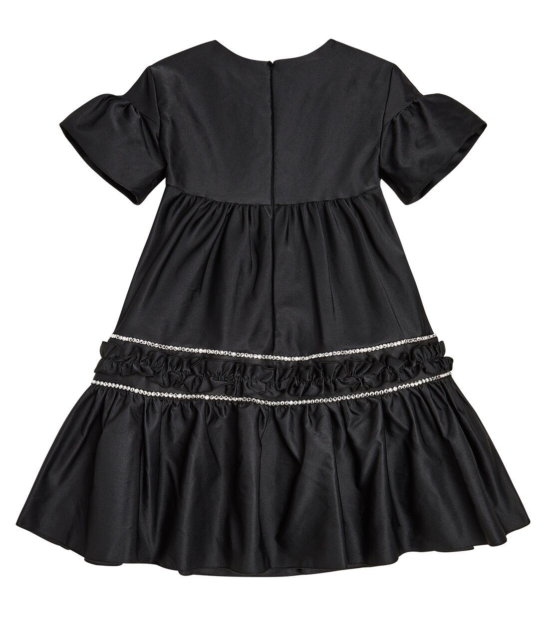 Ruffle-trimmed embellished satin dress  | Monnalisa