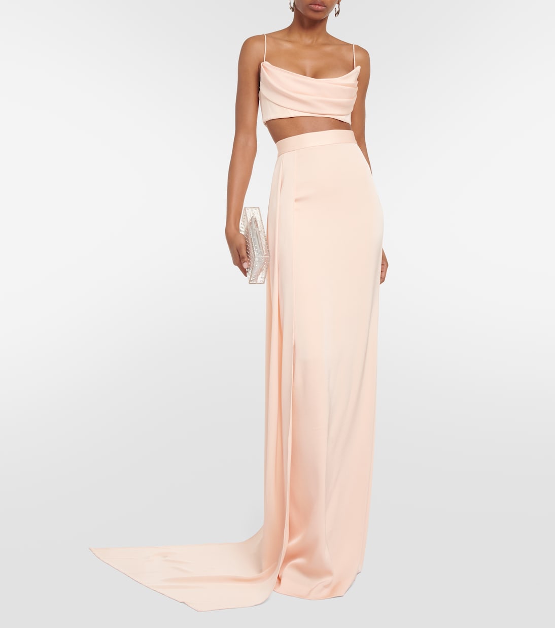 垂褶缎布加长半身裙 | Alex Perry