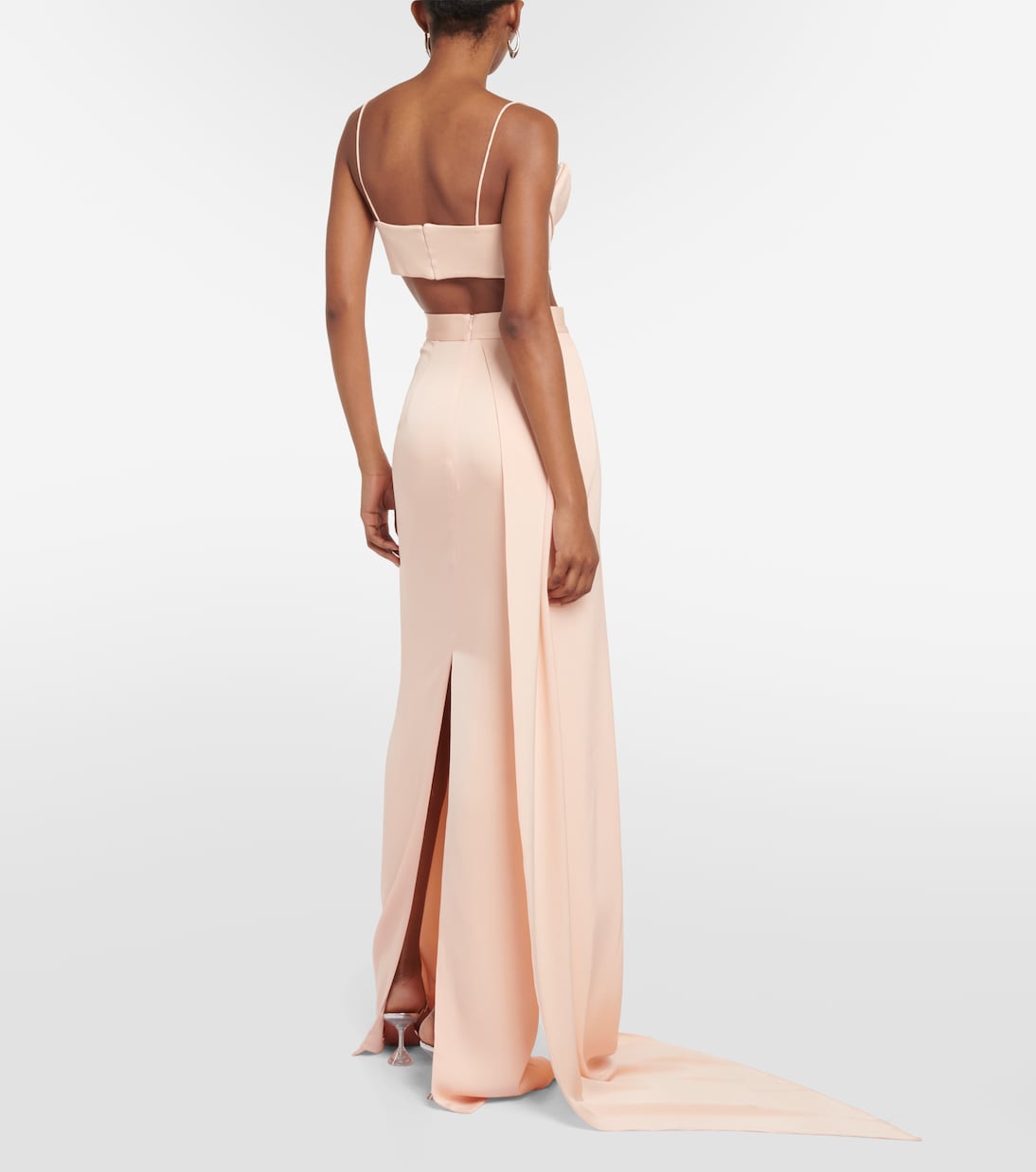 垂褶缎布加长半身裙 | Alex Perry