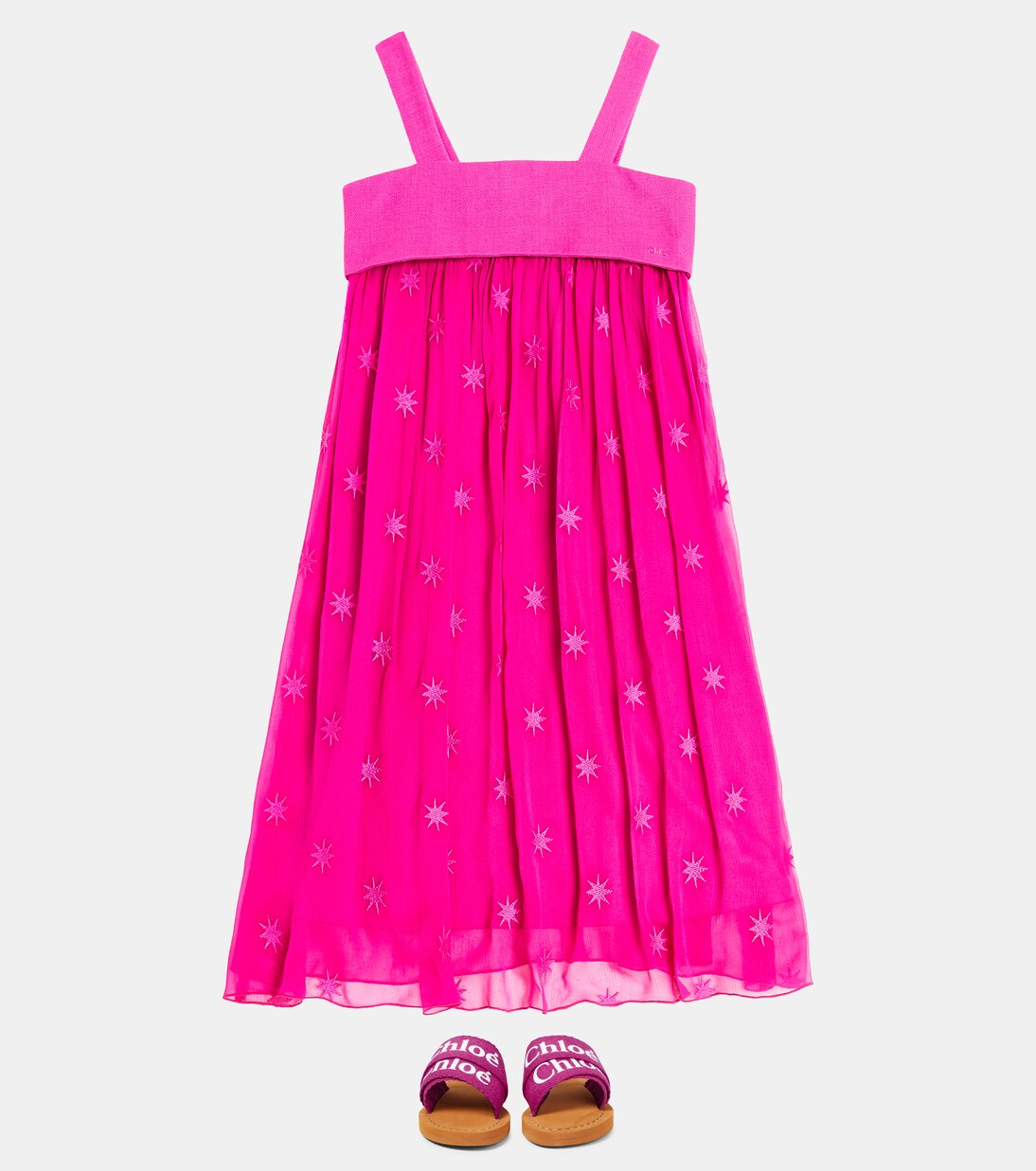 Embroidered silk dress | Chloé Kids
