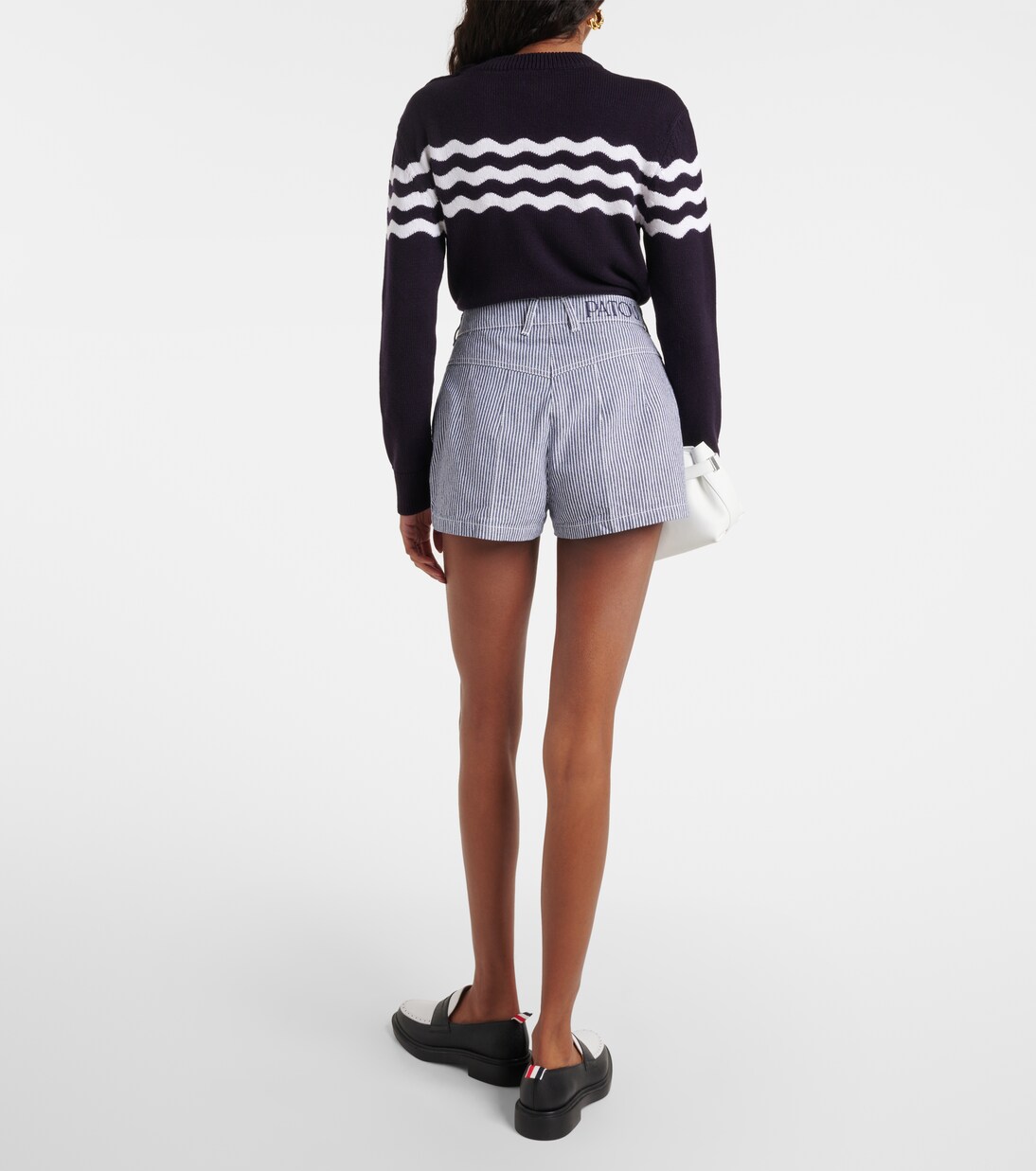 Striped high-rise denim shorts | Patou