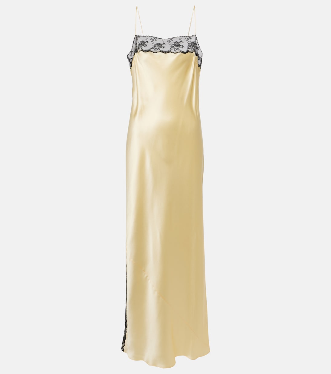 Robe longue Aries en satin de soie et dentelle | SIR