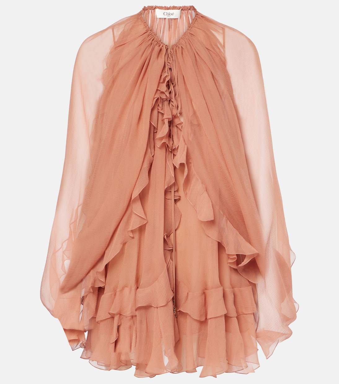 Ruffled silk muslin cape | Chloé