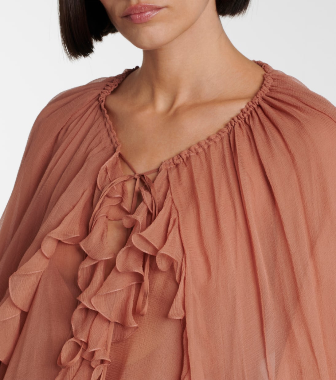 Ruffled silk muslin cape | Chloé