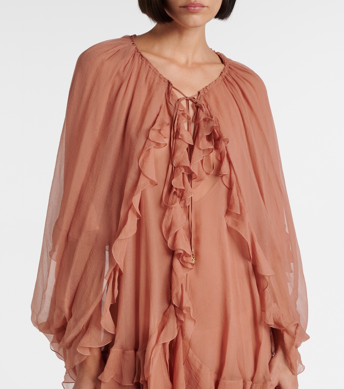 Ruffled silk muslin cape | Chloé