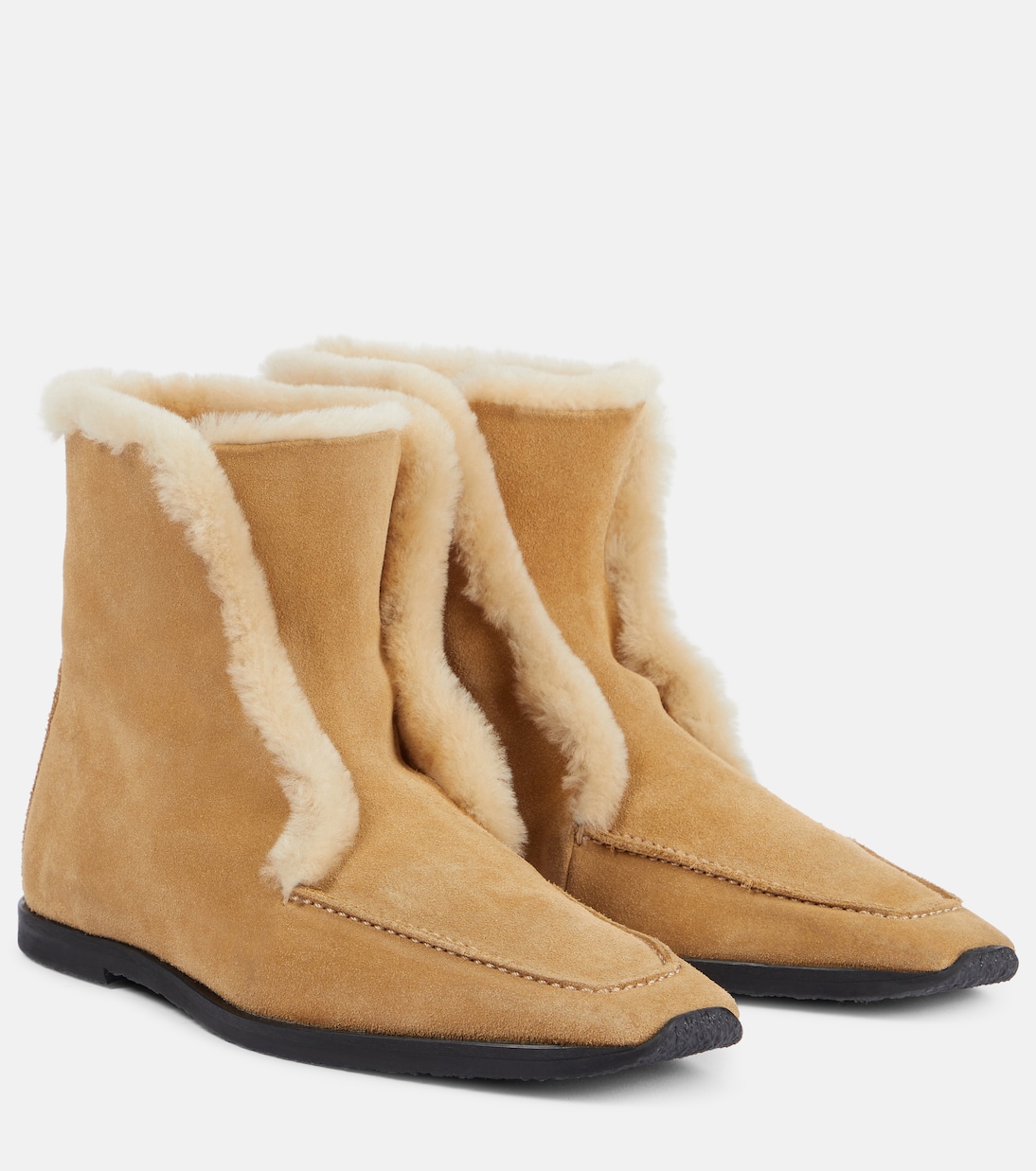 Ankle Boots aus Veloursleder mit Shearling | Toteme