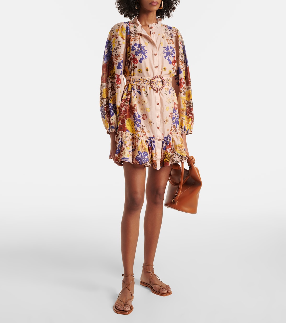 Beauty Bouquet belted cotton minidress | Farm Rio