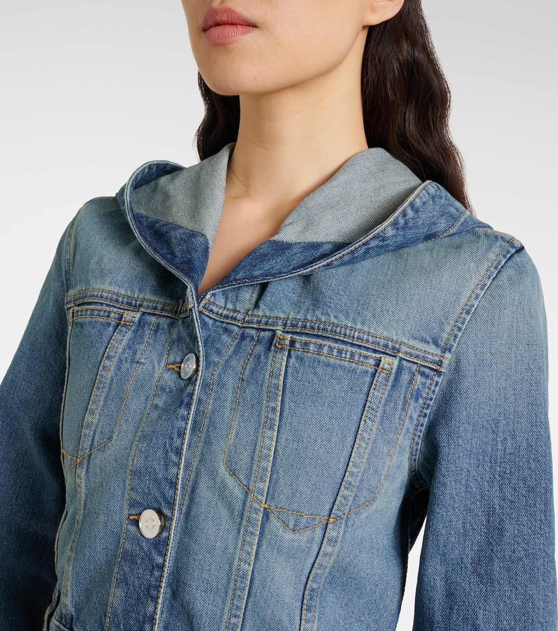 Cropped hooded denim jacket | Alaïa
