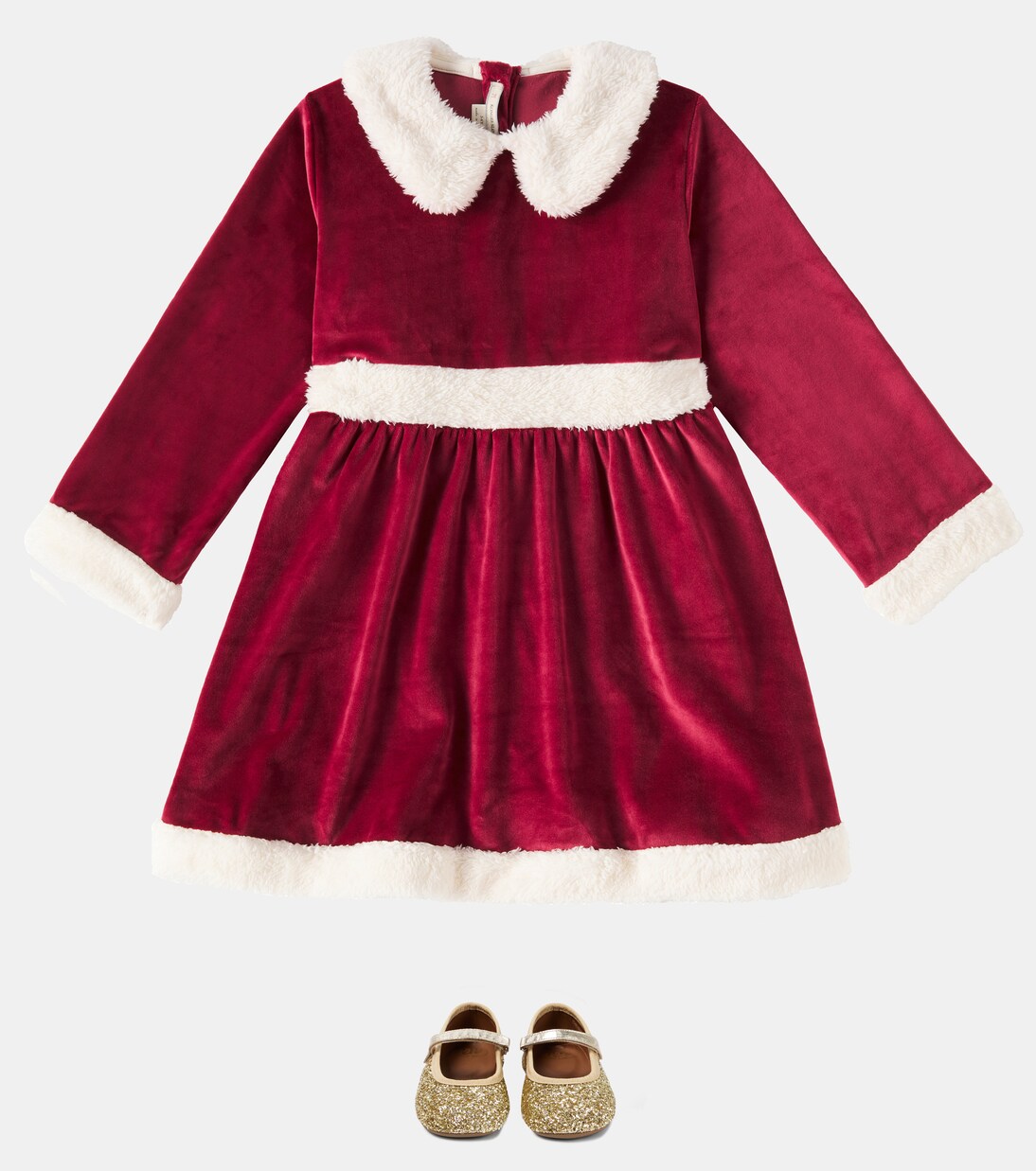 فستان من المخمل مقلّم بالفرو الصناعي | Konges Sløjd