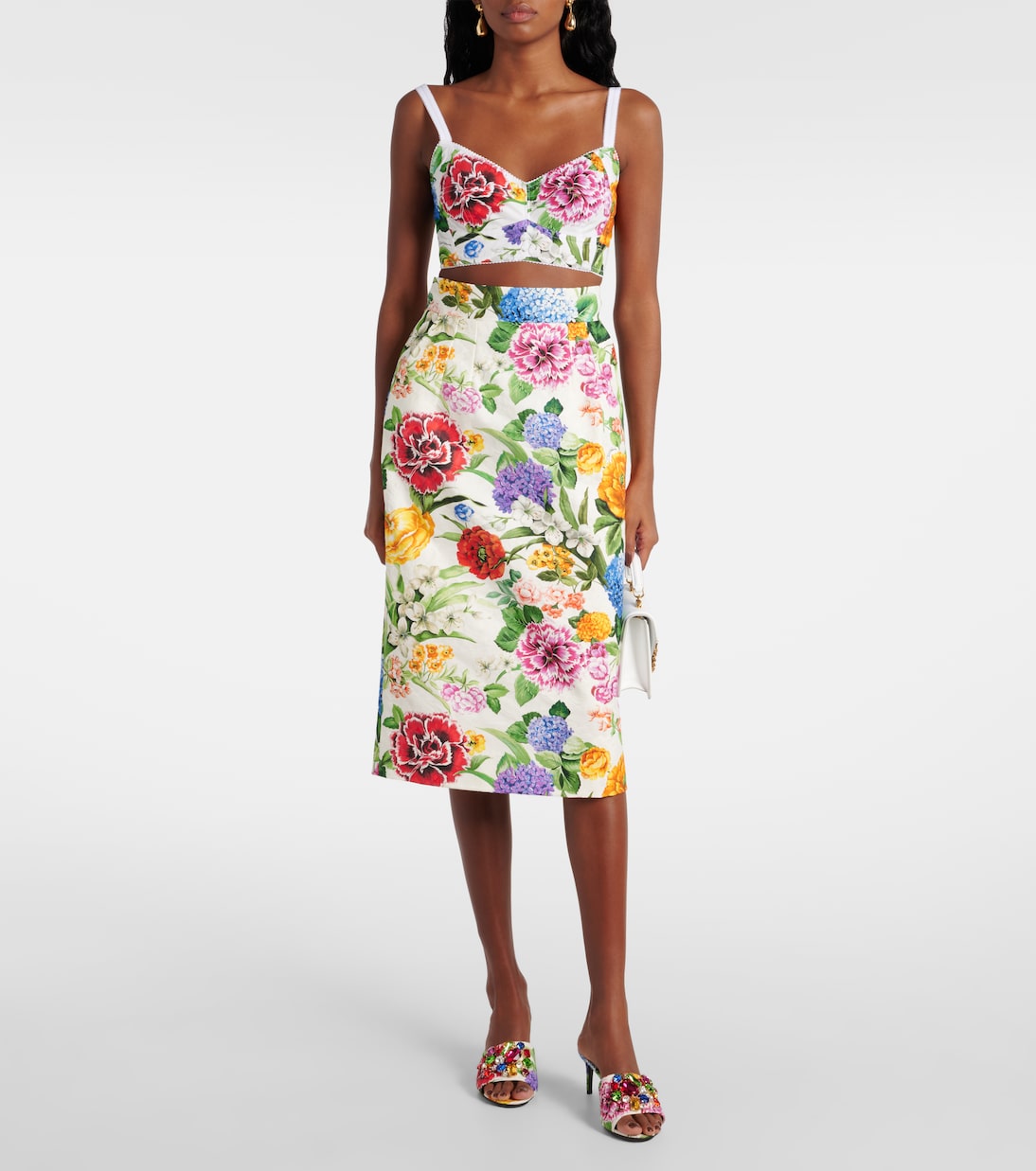 Floral cotton brocade pencil skirt | Dolce&Gabbana