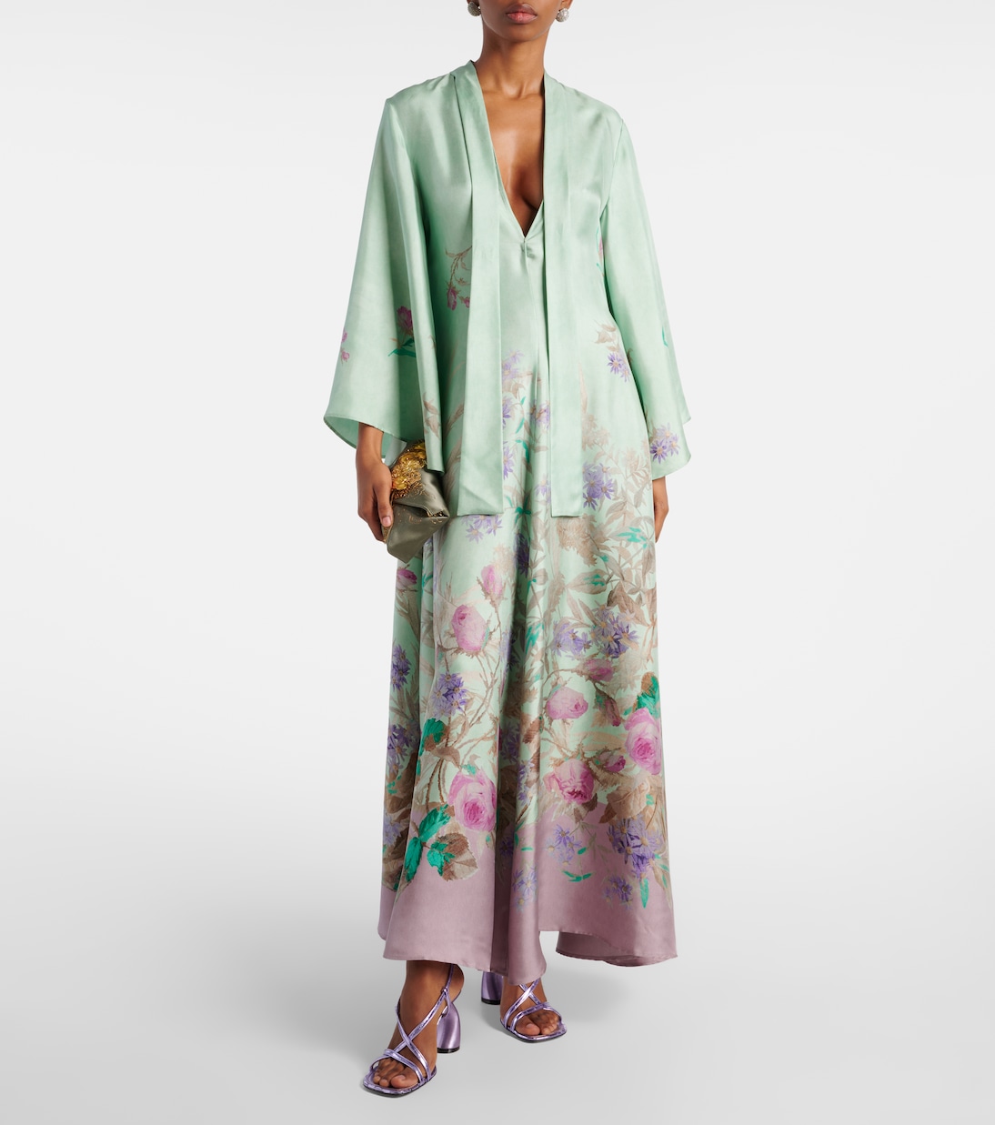 Magnifico floral silk twill maxi dress | La DoubleJ