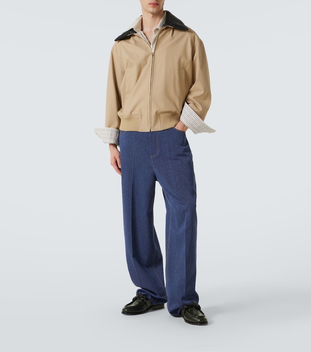 Pantalones anchos en dril de algodón y lana | Bottega Veneta