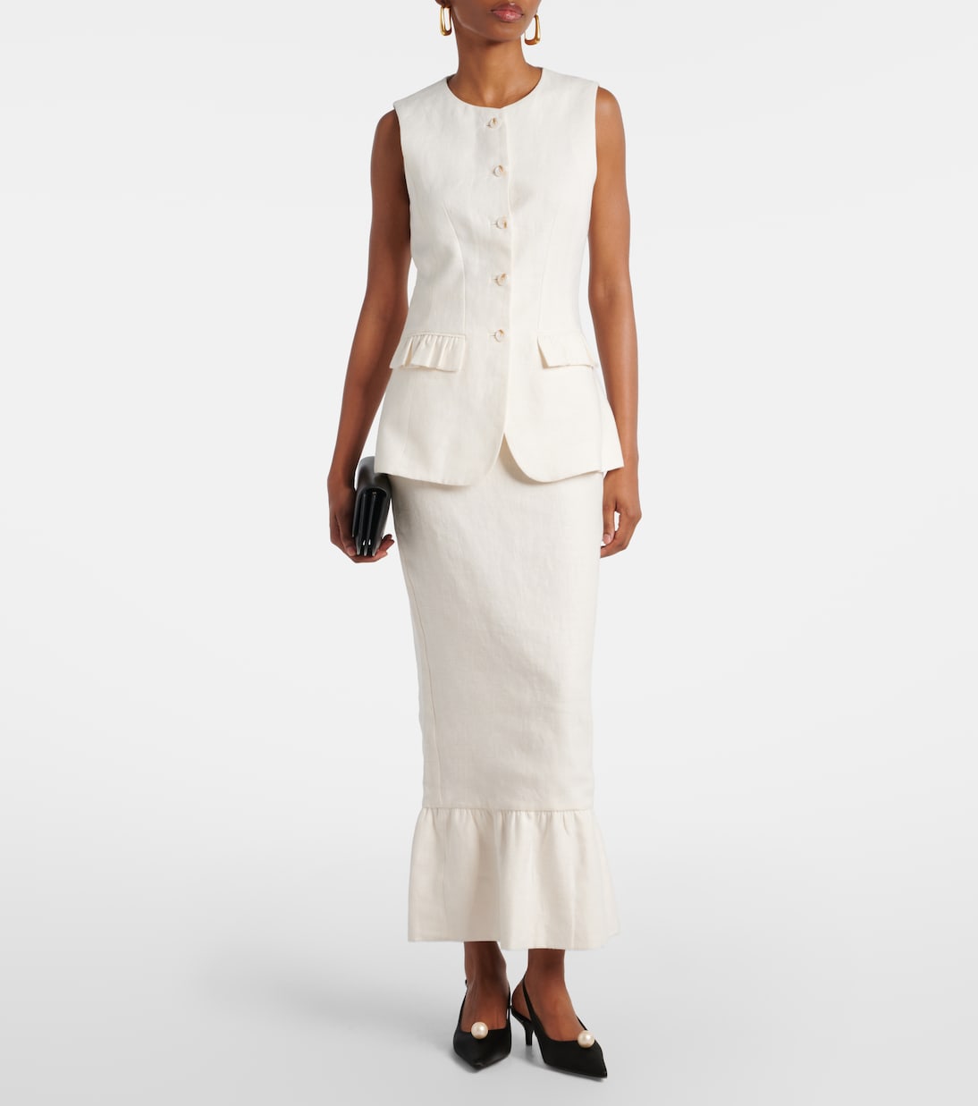 Matilda ruffled linen vest | Posse