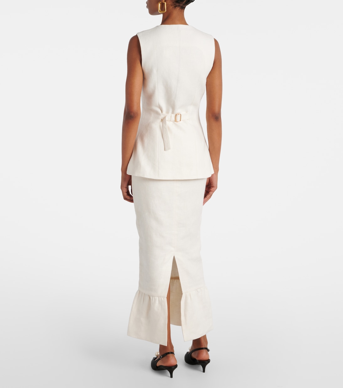 Matilda ruffled linen vest | Posse
