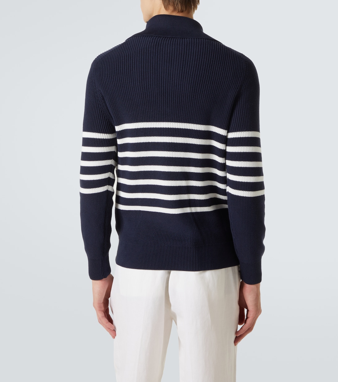 Striped cotton half-zip sweater | Brunello Cucinelli