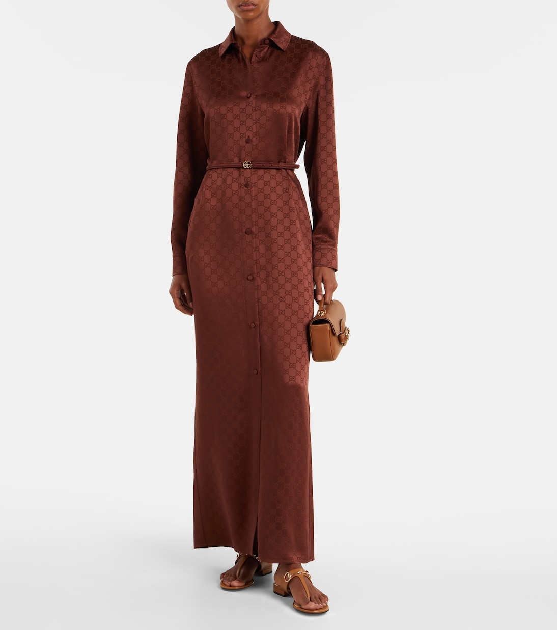 Abito chemisier in raso GG | Gucci