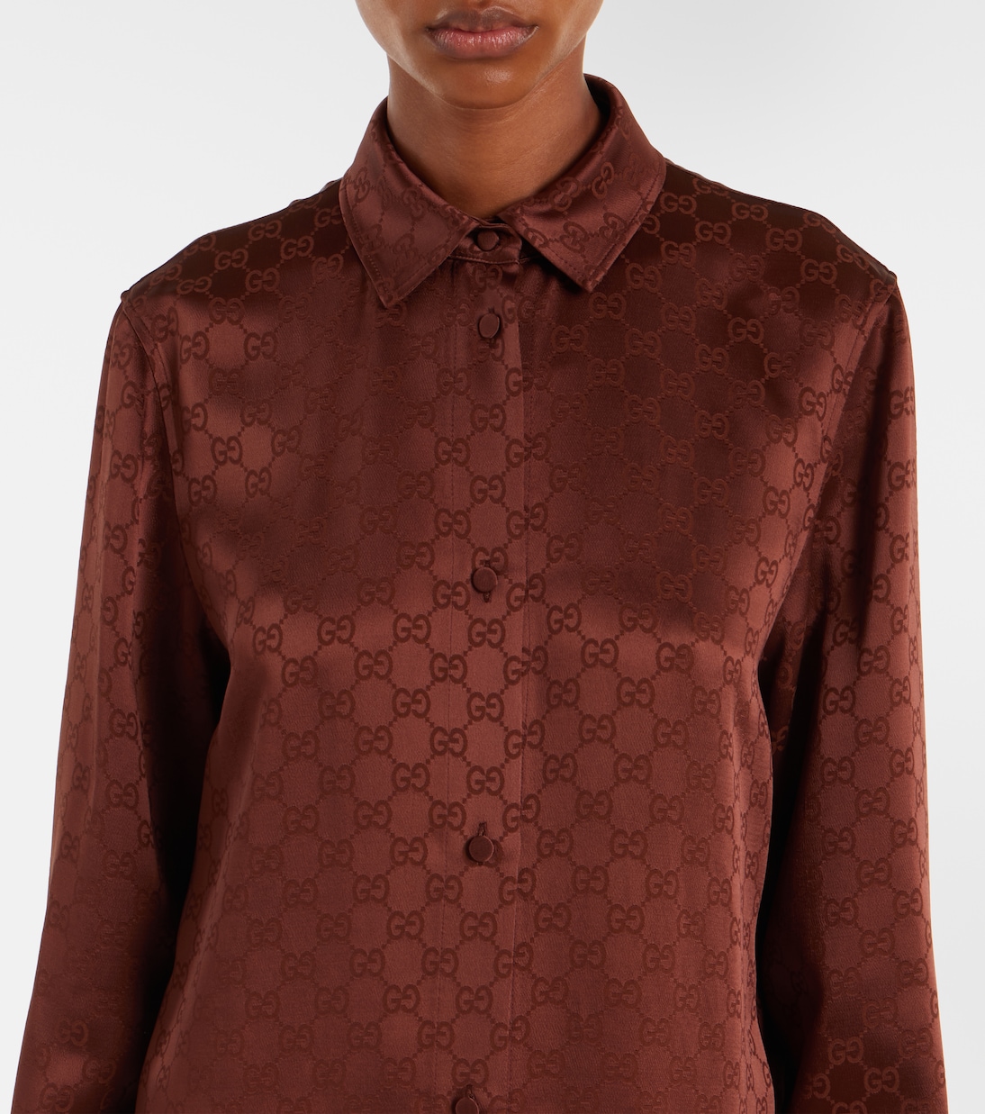 Abito chemisier in raso GG | Gucci