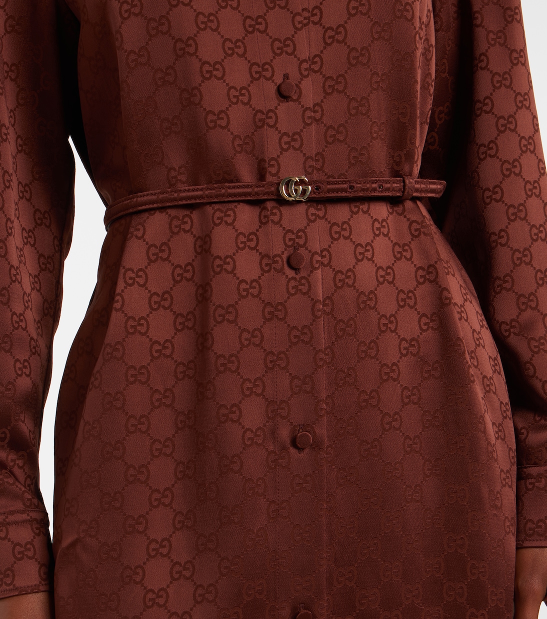 Abito chemisier in raso GG | Gucci