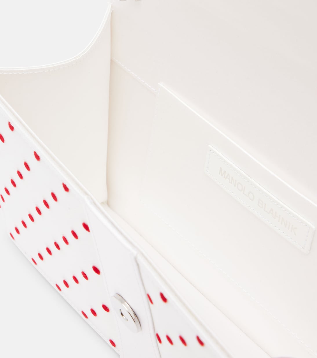 Clutch Capri in raso a pois con cristalli | Manolo Blahnik