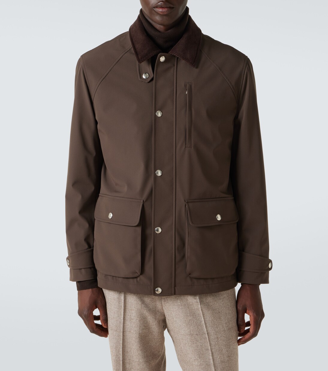 Corduroy-trimmed field jacket | Brunello Cucinelli