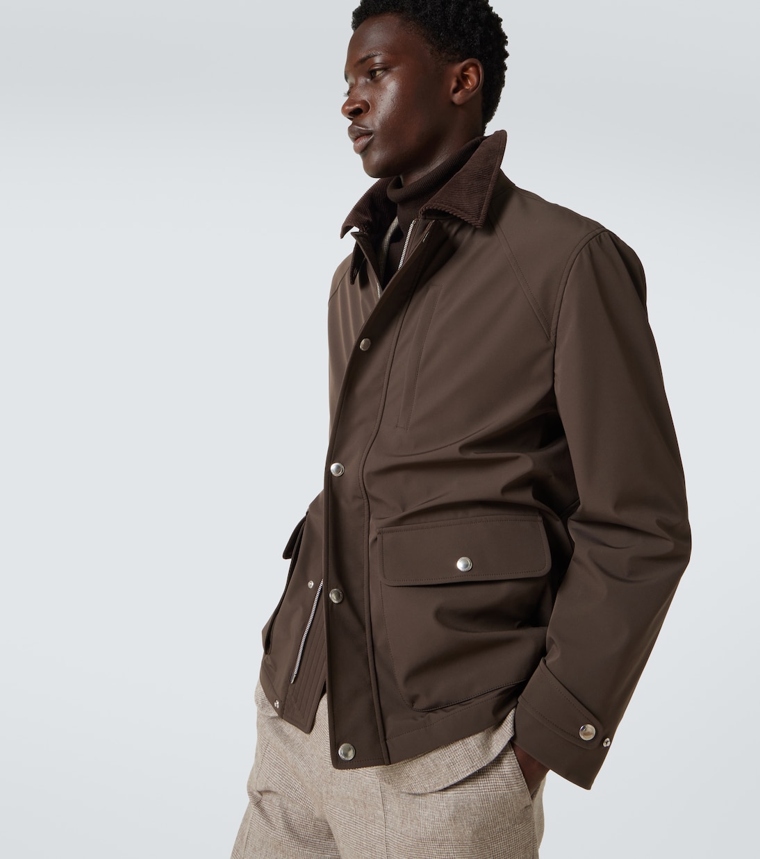 Corduroy-trimmed field jacket | Brunello Cucinelli