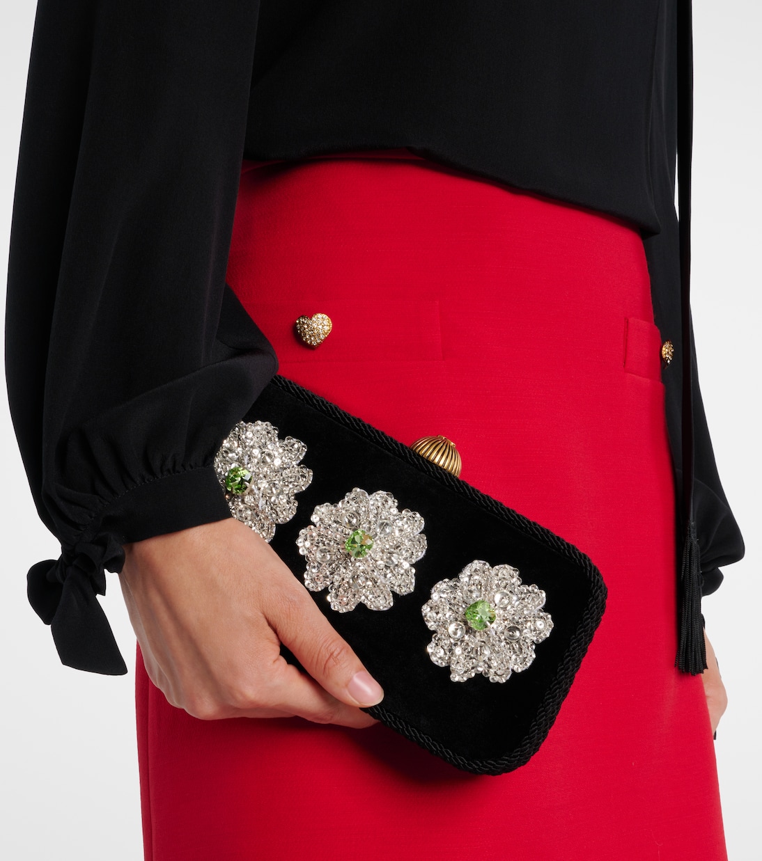 Pochette Carry Secrets en velours à ornements | Valentino Garavani