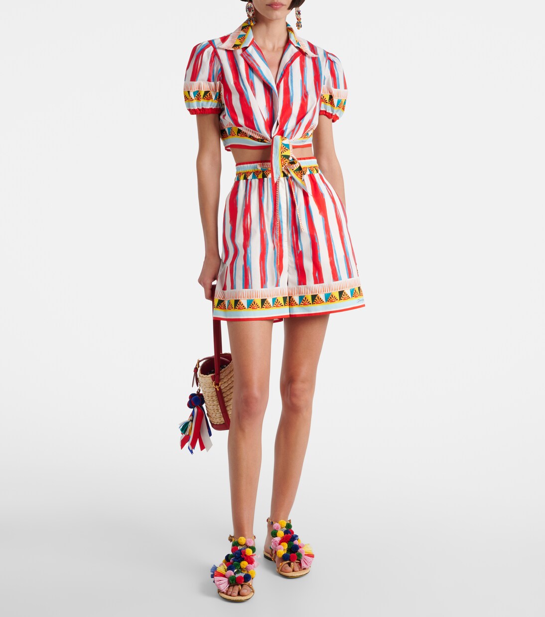 Camisa cropped de algodón a rayas | Dolce&Gabbana