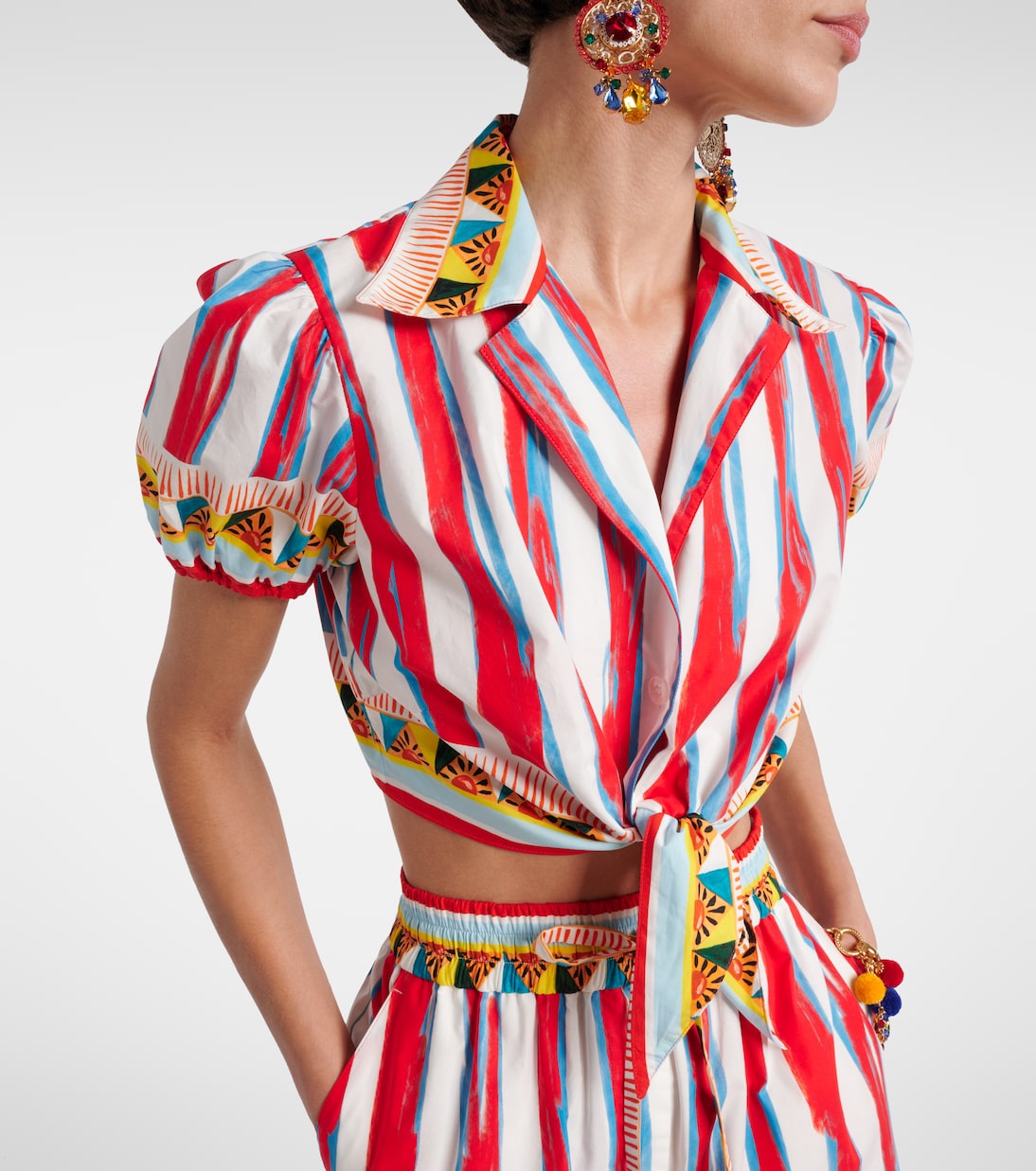 Camisa cropped de algodón a rayas | Dolce&Gabbana