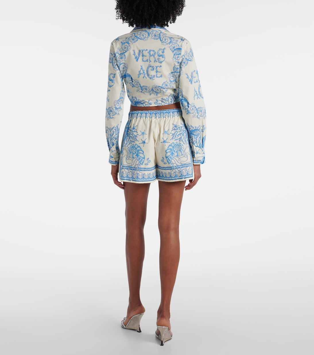 Underwater Barocco cotton poplin shorts | Versace