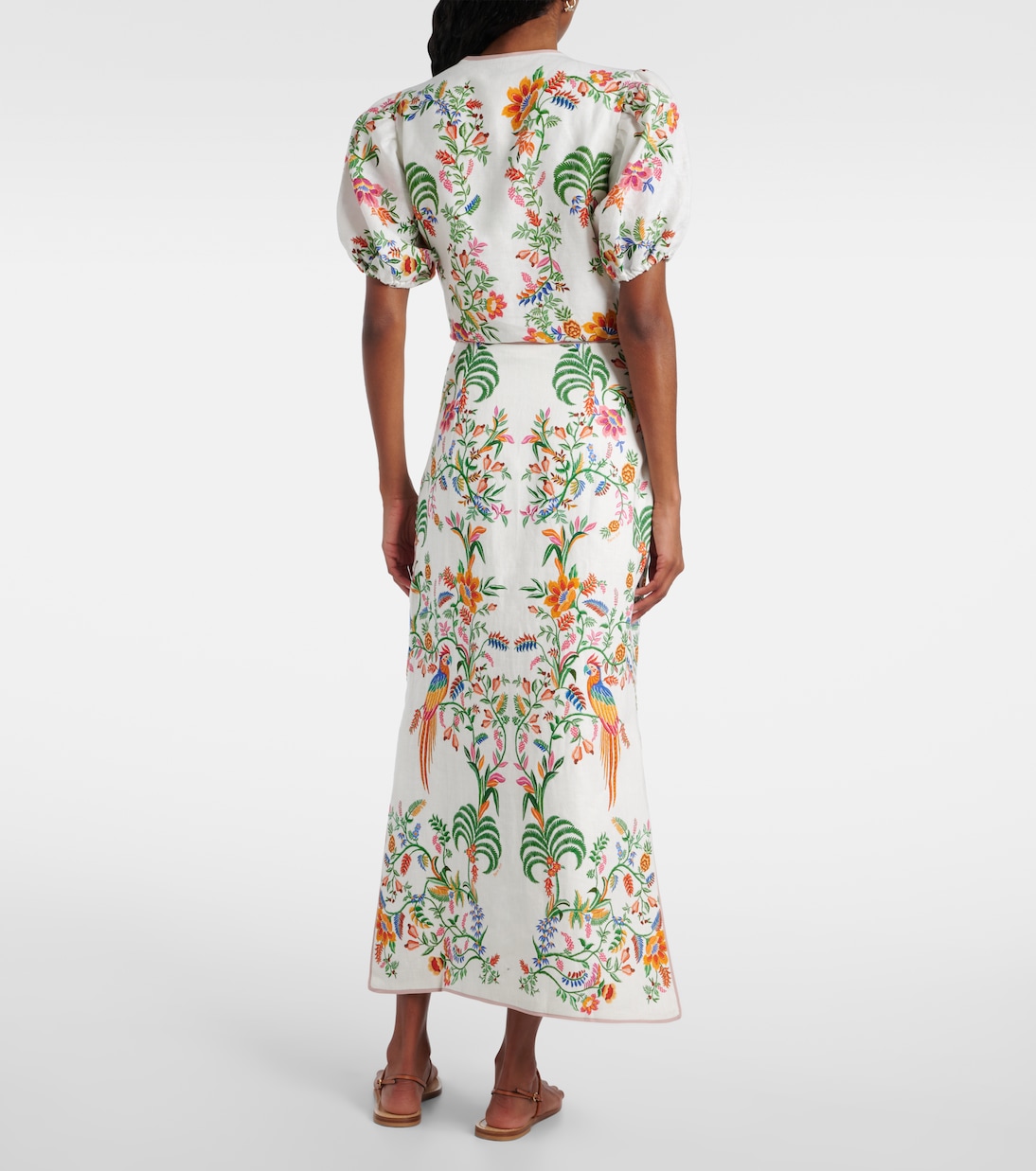 Bedruckter Midirock aus Leinen | Farm Rio